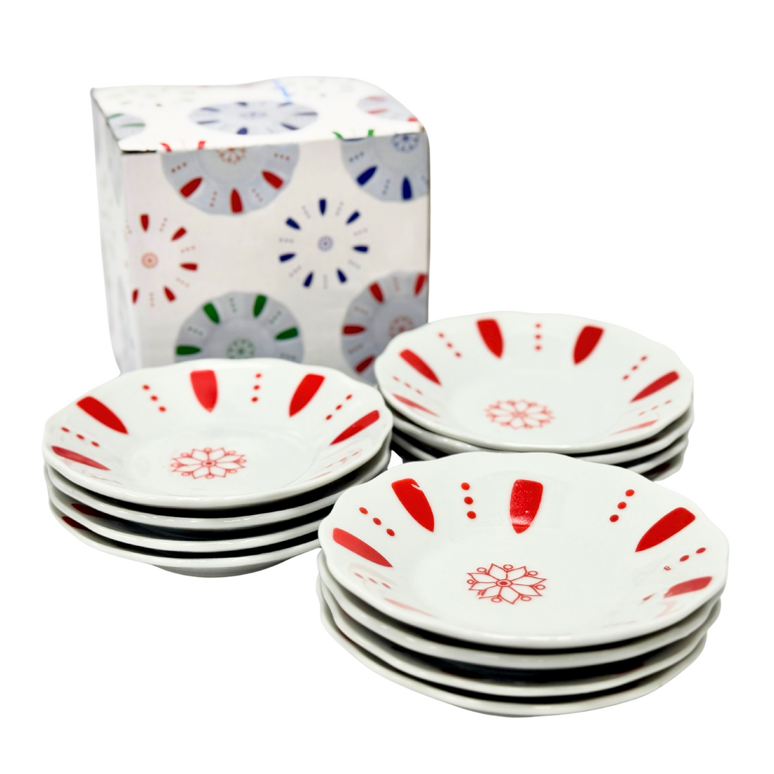 Tea cup plates 12 Pcs - صحن استكانة بونقطة ١٢ حبه